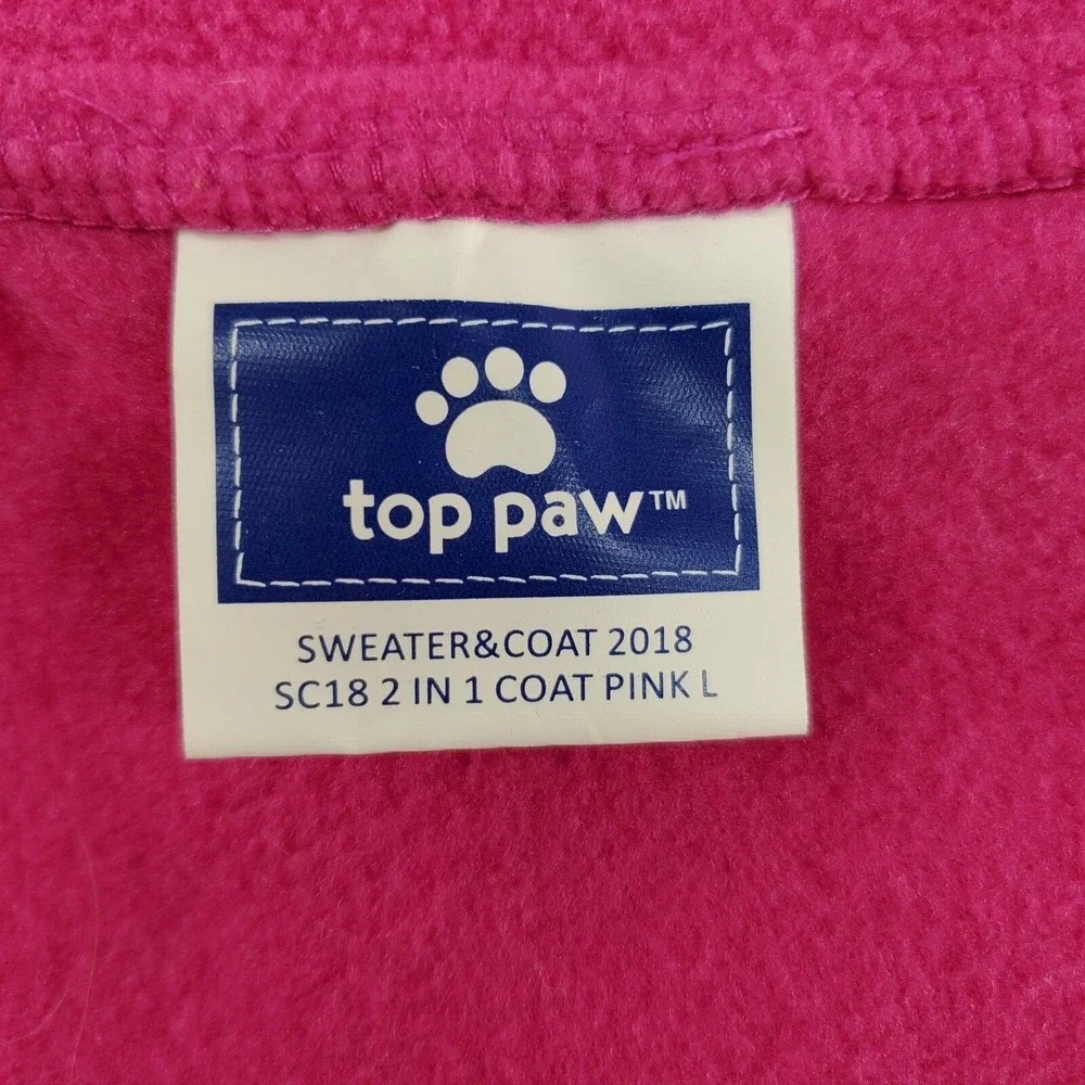 Dog Sweater Coat Reflective Vest Size Large Pink Gray Top Paw 2 in 1 Safety Vest